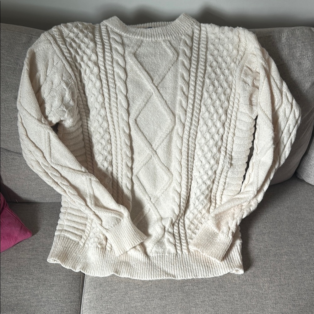 Aelfric Eden Cream Cable Knit Crew Neck Sweater